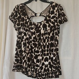 AB Studio Brown and Cream Patterned Blouse